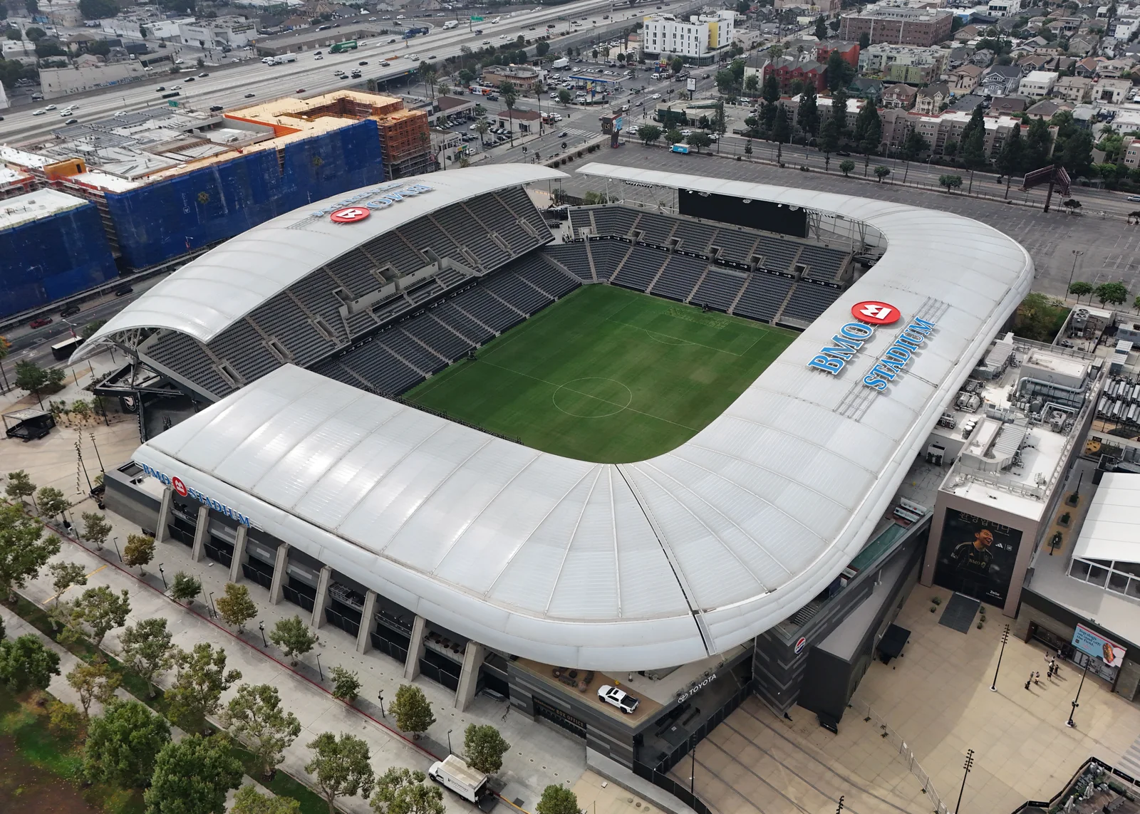 Aerial view of BMO Stadium, home of LAFC