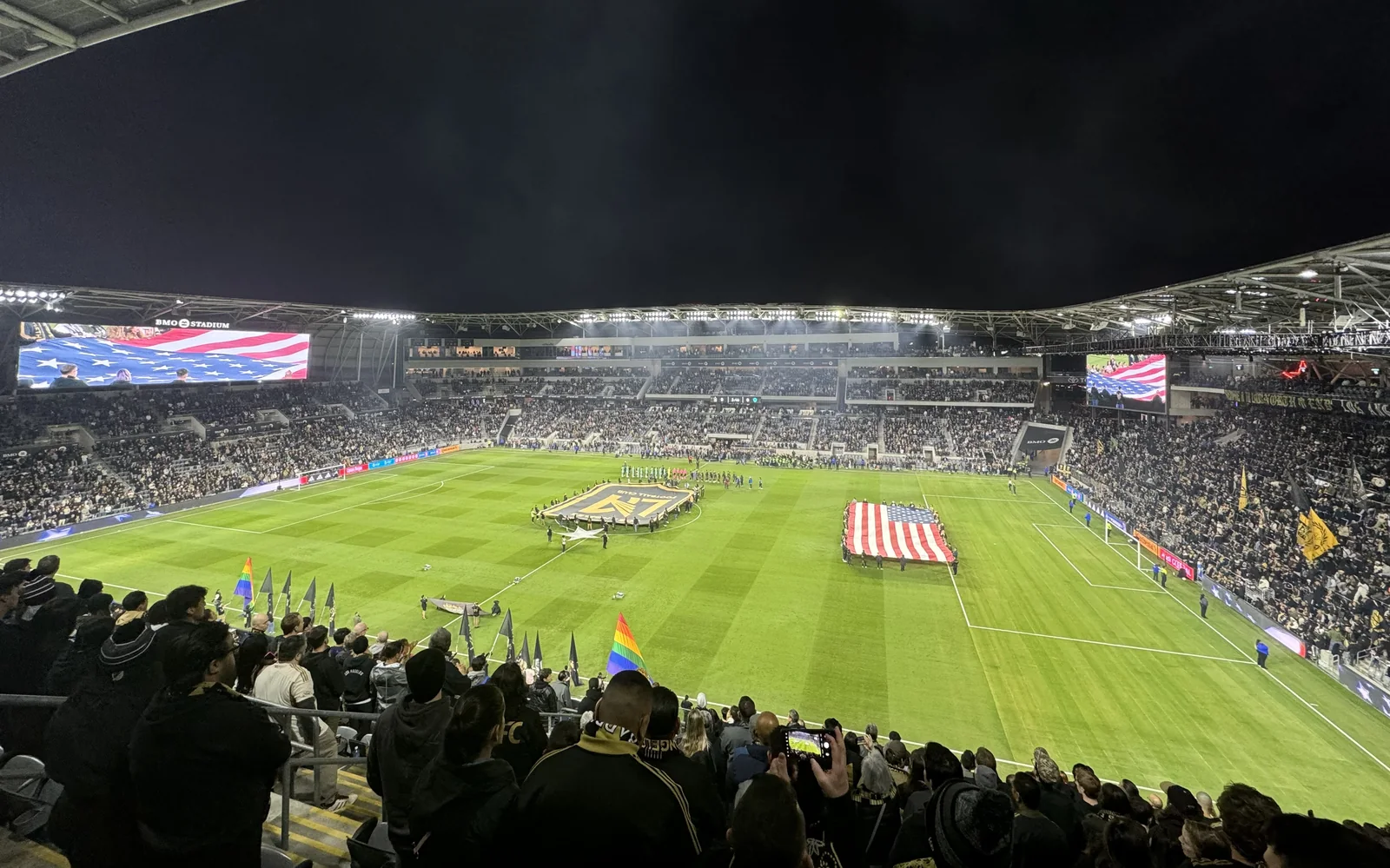 LAFC and Seattle Sounders players competing at BMO Stadium
