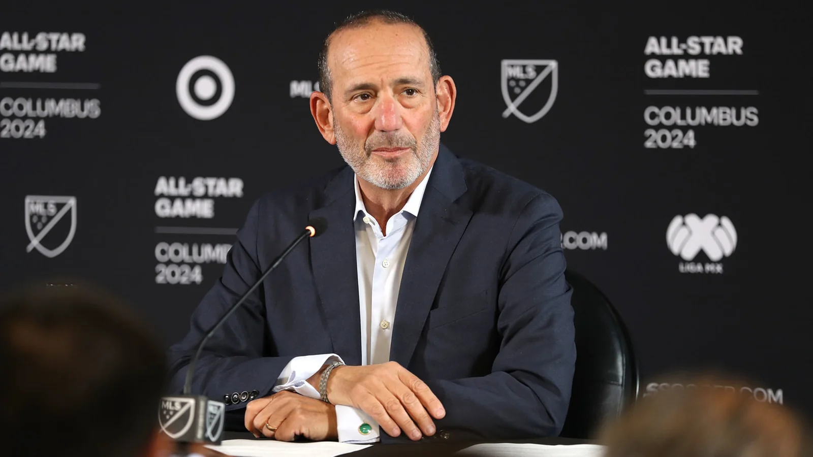 MLS Commissioner Don Garber speaking during 2024 MLS All-Star week in Columbus